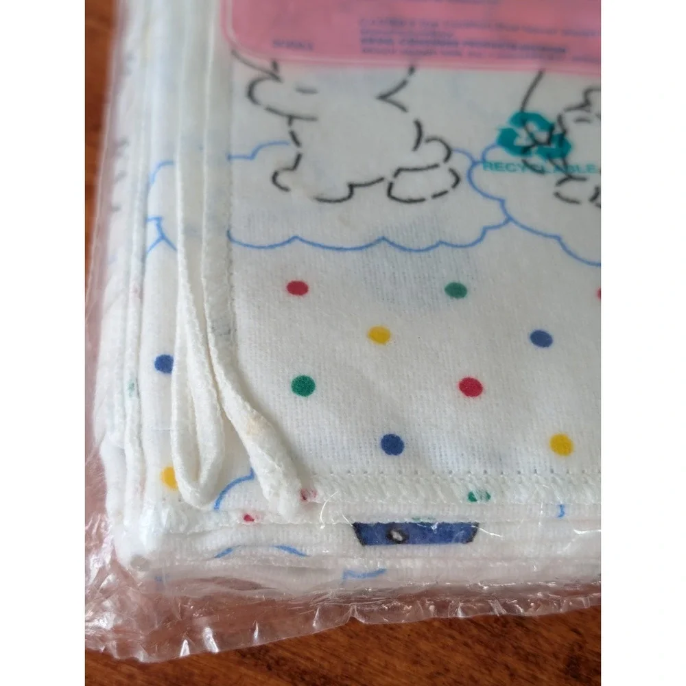 Vintage Carter's Infant Baby Receiving Blankets Bear Balloon Polk Dot Rare White